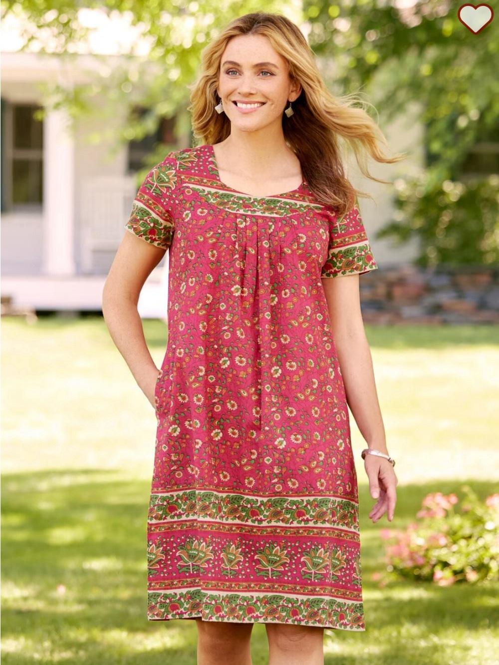 Vermont Country Store Vintage Style Boho Print 100% Cotton Mumu Dress Size Large